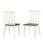 Steve Silver Farmhouse Style Dining Scooped Wood Seat White Finish, Set of 2 Side Chair, 20" L x 23.5" W x 40" H, Two-Tone Ivory and Charcoal