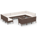 vidaXL Patio Lounge Set 14 Piece, Patio Furniture Set for Outside, Sectional Sofa with Cushions, Sofa, Farmhouse Modern, Poly Rattan Brown