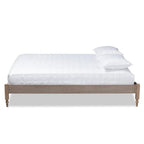 Baxton Studio Laure French Bohemian Weathered Grey Oak Finished Wood Full Size Platform Bed Frame