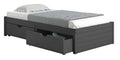 Donco Kids Twin Platform Bed In Dark Grey W/Dual Under Bed Drawers