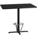 Flash Furniture Stiles 30'' X 48'' Rectangular Black Laminate Table Top With 23.5'' X 29.5'' Bar Height Table Base And Foot Ring
