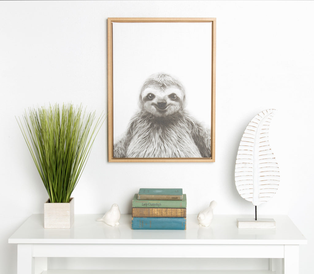 Sylvie Sloth Framed Canvas by Simon Te Tai
