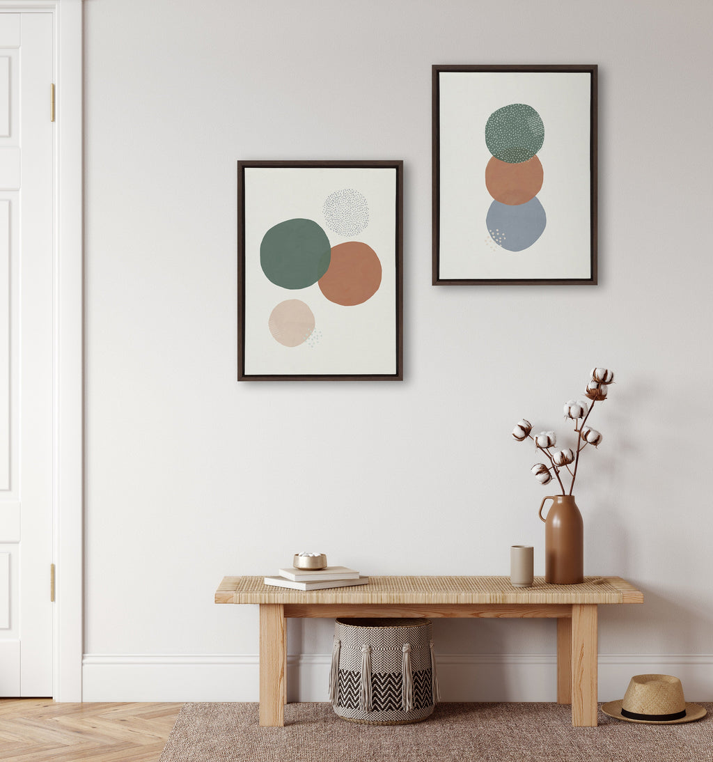 Sylvie Abstract Soft Circles Part 1 and 2 Framed Canvas Set by Lauradidthis