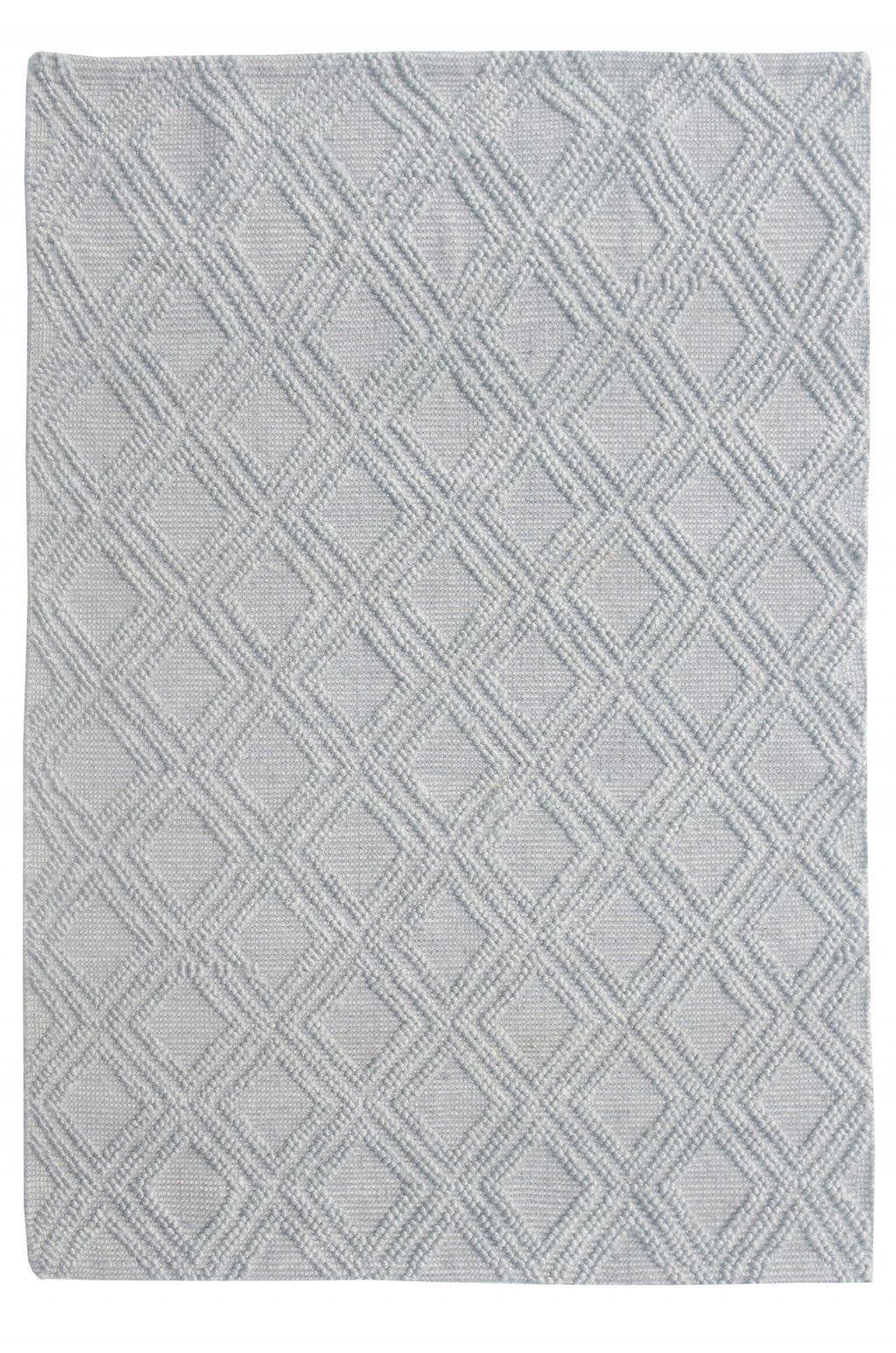 HomeRoots Grey PET Yarn 5’ x 7’ Gray Diamond Lattice Modern Area Rug