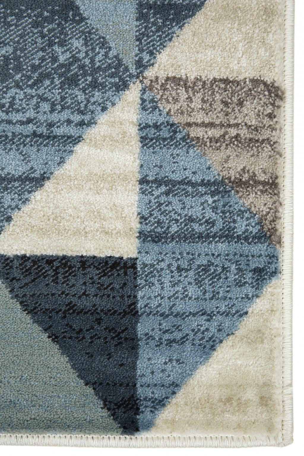 HomeRoots Heat-Set Polypropelene 5’ x 8’ Blue Beige Nested Diamonds Modern Area Rug