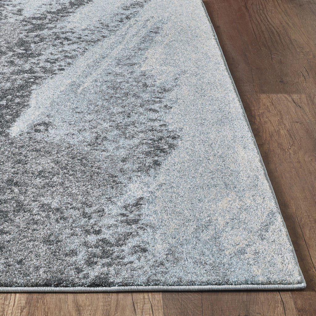 HomeRoots Blue/Grey Heat-Set Polypropelene 3’ x 5’ Blue Gray Abstract Mist Modern Area Rug