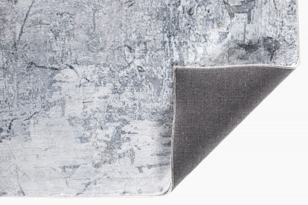 HomeRoots Grey Polyester 6’ x 9’ Gray Distressed Marble Area Rug