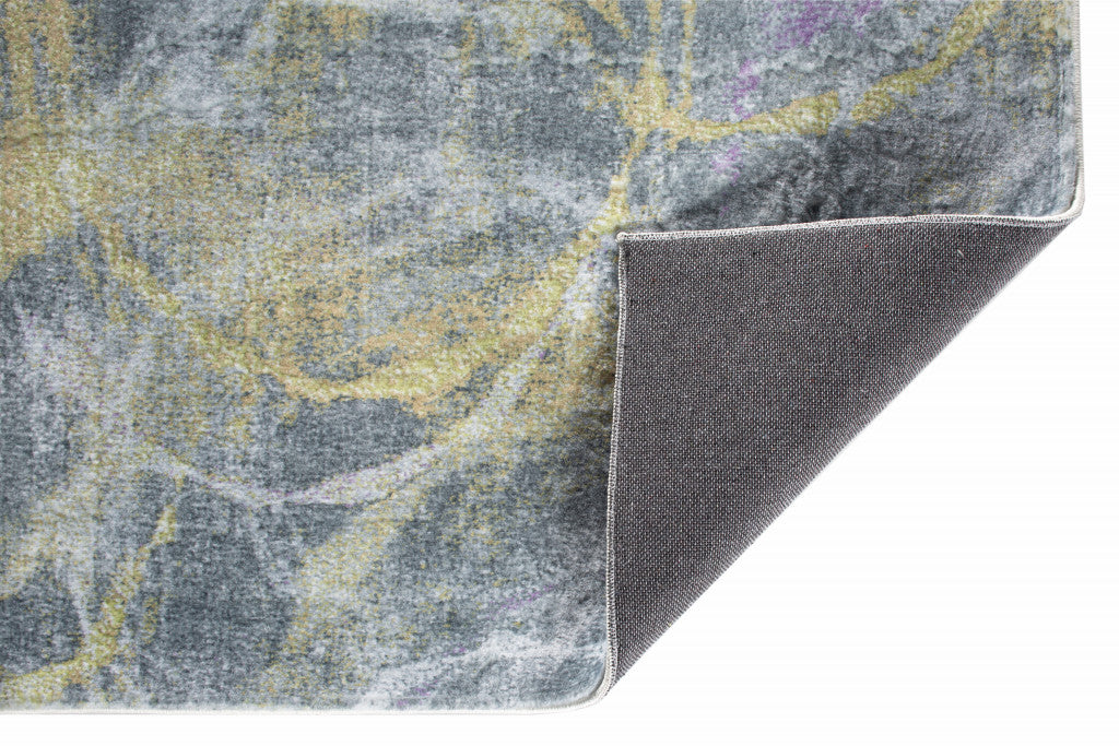 HomeRoots Grey/Gold Polyester 5’ x 8’ Gray Gold Abstract Rings Area Rug