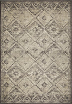 HomeRoots Grey Heat-Set Polypropelene 5’ x 8’ Gray Beige Distressed Diamond Area Rug