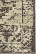 HomeRoots Grey Heat-Set Polypropelene 5’ x 8’ Gray Beige Distressed Diamond Area Rug