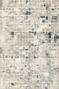 2 x 8 Beige Blue Abstract Tiles Distressed Runner Rug