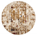 8 Round Brown Beige Abstract Tiles Distressed Area Rug