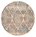 8 Round Ivory Brown Decorative Diamond Area Rug