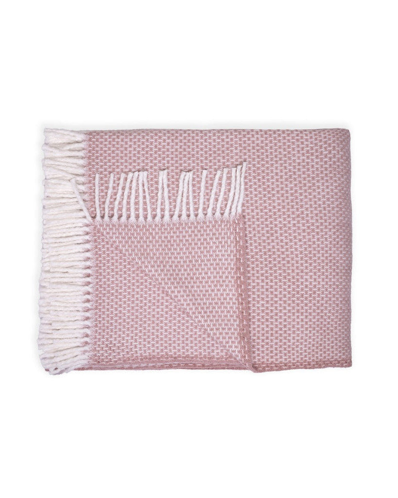 HomeRoots Cotton/Acrylic Soft Dusty Rose Links Pattern Throw Blanket