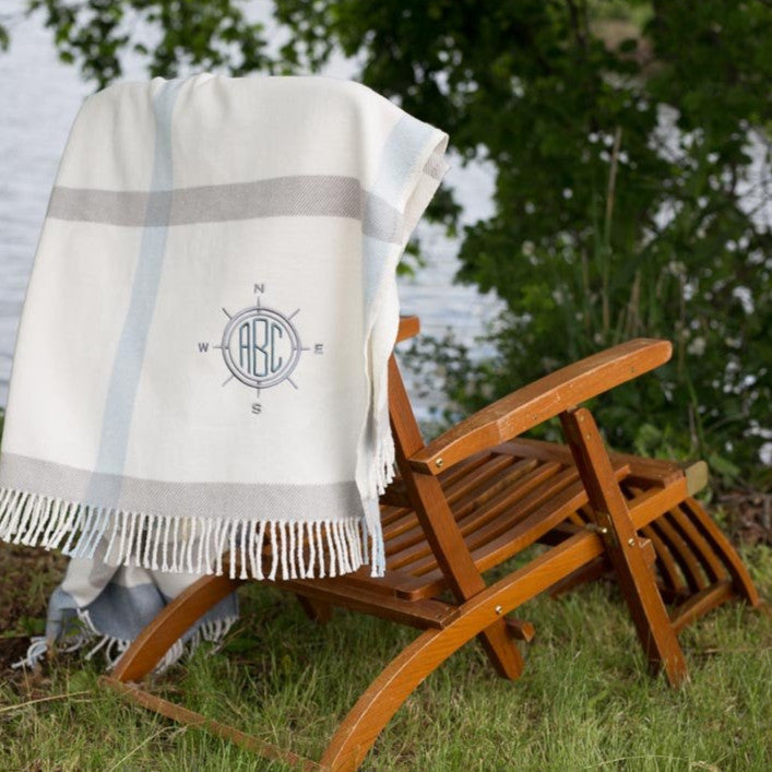 HomeRoots Cream/Blue Cotton/Acrylic Plush Multi Blue Plaid Throw Blanket with Tassels