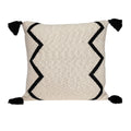 20' X 20' Black And Cream Zigzag Pattern Square Accent Throw Pillow With Tassel