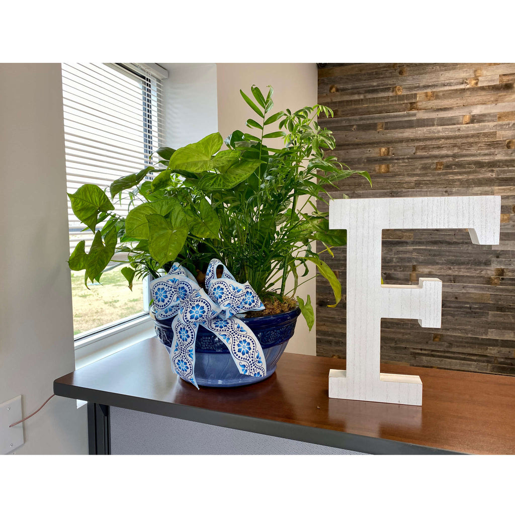 HomeRoots 16' Distressed White Wash Wooden Initial Letter F Sculpture