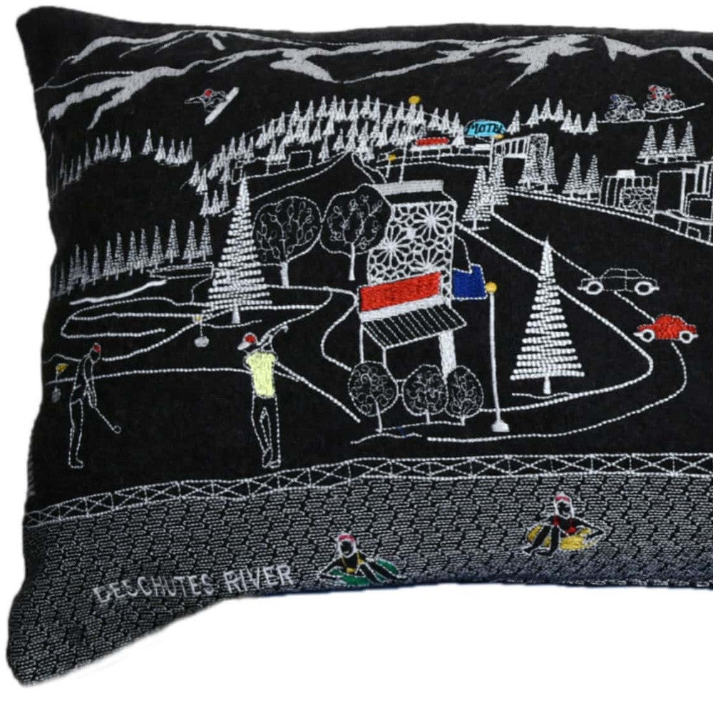HomeRoots Grey 45' Black Bend Nighttime Skyline Lumbar Decorative Pillow