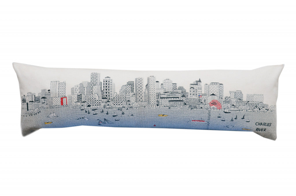 HomeRoots Cream 45' White Boston Daylight Skyline Lumbar Decorative Pillow