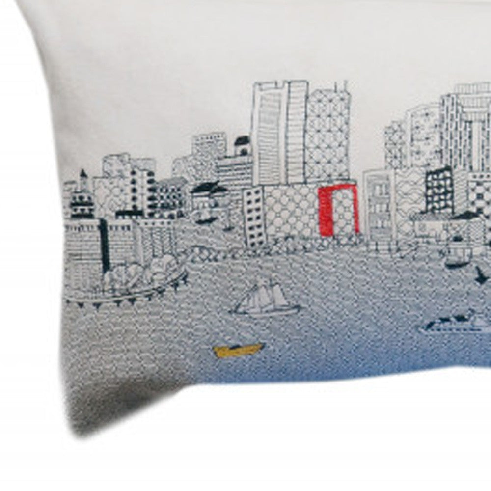 HomeRoots Cream 45' White Boston Daylight Skyline Lumbar Decorative Pillow