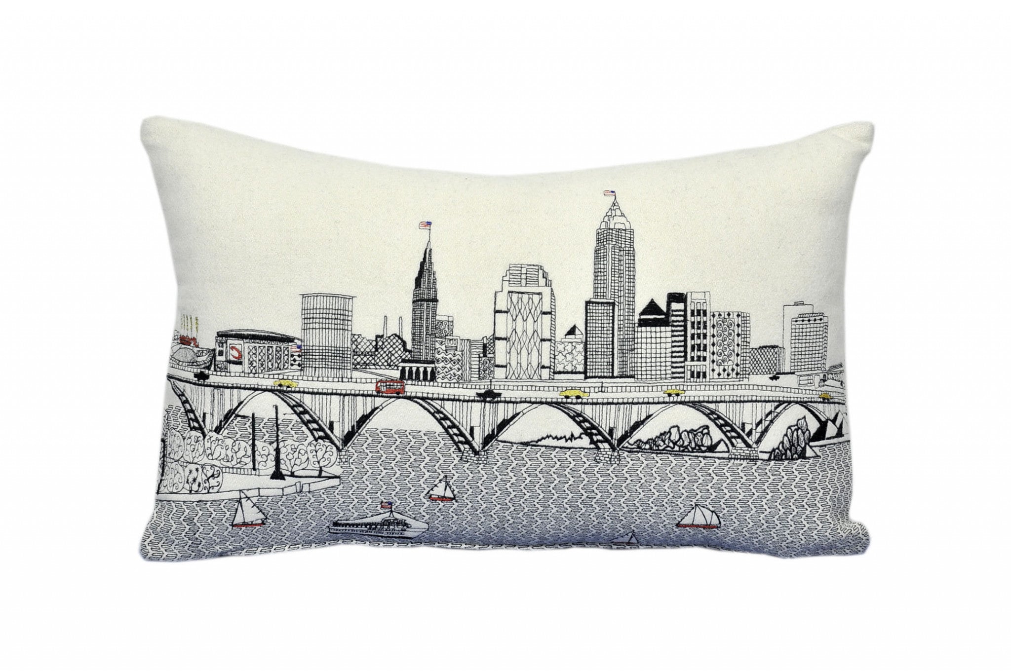 HomeRoots Cream 24' White Cleveland Daylight Skyline Lumbar Decorative Pillow