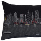 HomeRoots Grey 24' Black Dallas Nighttime Skyline Lumbar Decorative Pillow