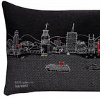 HomeRoots Grey 24' Black Los Angeles Nighttime Skyline Lumbar Decorative Pillow