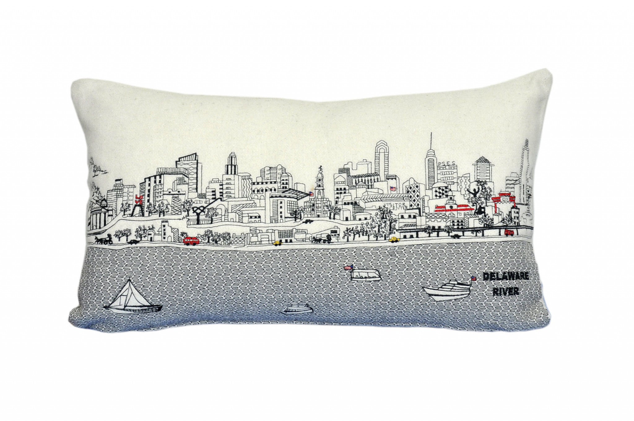 HomeRoots Cream 24' White Philadelphia Daylight Skyline Lumbar Decorative Pillow