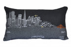 HomeRoots Grey 24' Black San Francisco Nighttime Skyline Lumbar Decorative Pillow