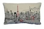 HomeRoots Cream 24' White Tokyo Daylight Skyline Lumbar Decorative Pillow
