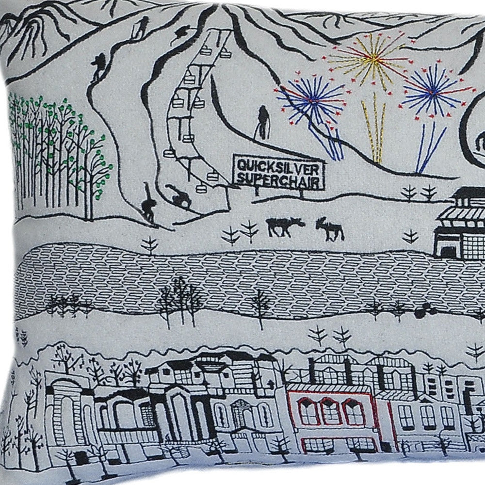 HomeRoots Cream 35' White Breckenridge Daylight Skyline Lumbar Decorative Pillow
