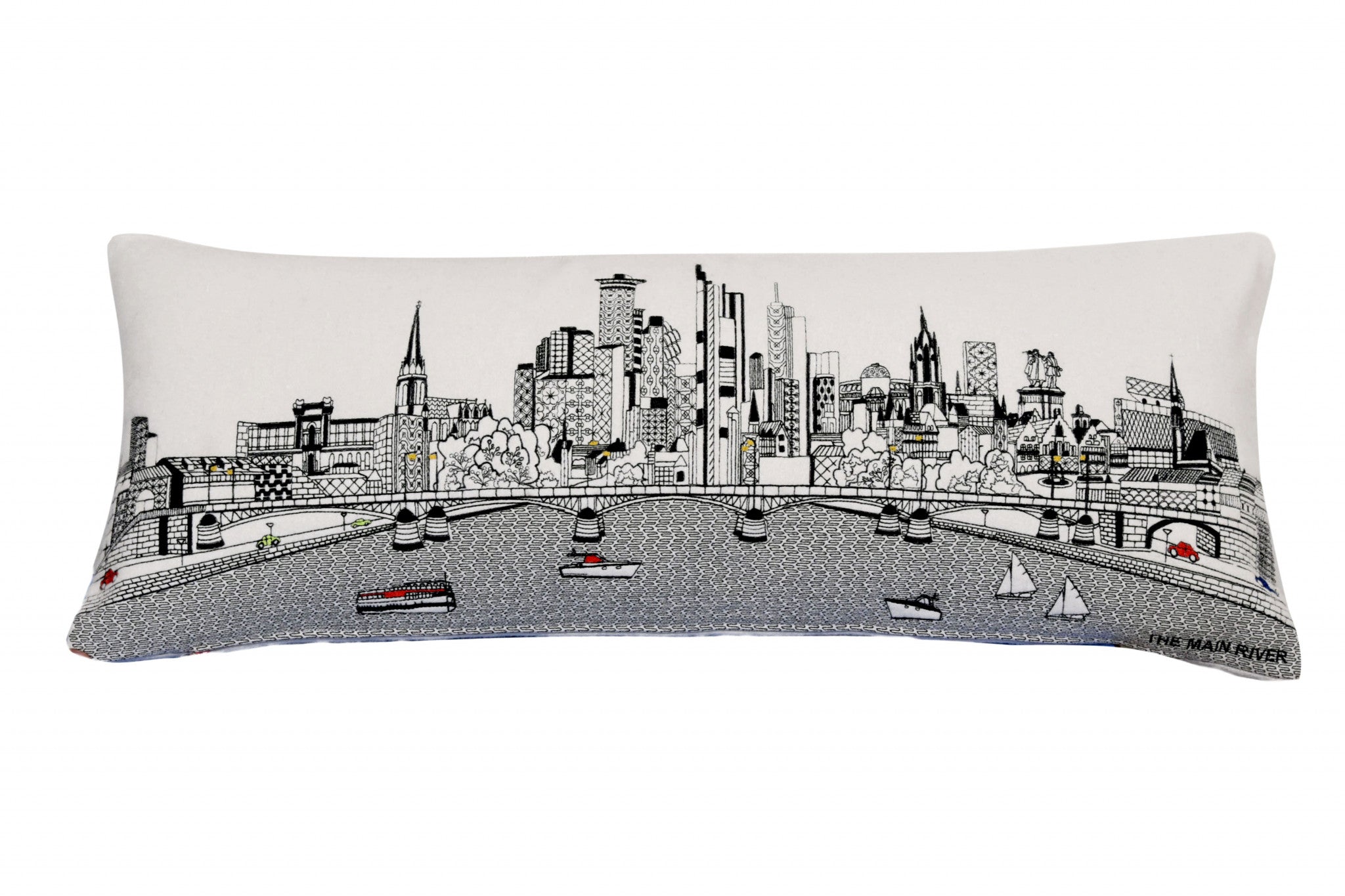HomeRoots Cream 35' White Frankfurt Daylight Skyline Lumbar Decorative Pillow