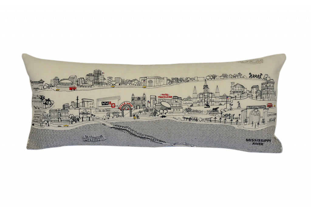 HomeRoots Cream 35' White New Orleans Daylight Skyline Lumbar Decorative Pillow