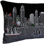 HomeRoots Grey 35' Black San Diego Nighttime Skyline Lumbar Decorative Pillow