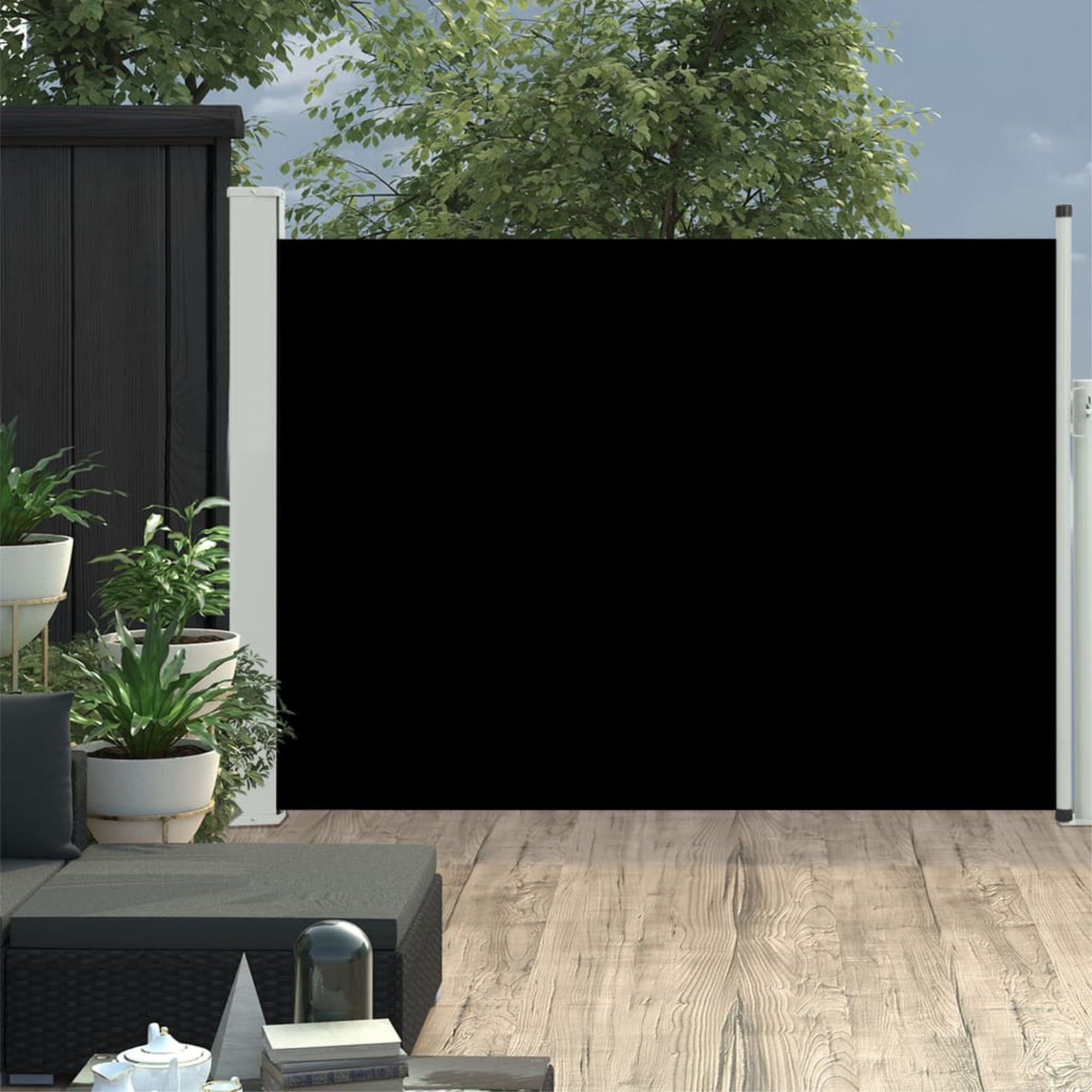 vidaXL Patio Retractable Side Awning 47.2x196.9 Black