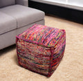 18 Pink Wool Cube Pouf Ottoman