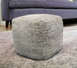 18 Gray Wool Cube Pouf Ottoman