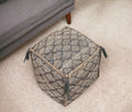 18 Natural Gray And Taupe Jute Cube Trellis Pouf Ottoman