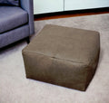 22 Gray Brown Distressed Leather Pouf Ottoman