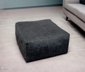 22 Black Distressed Leather Pouf Ottoman