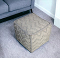 18 Gray Wool Cotton Blend Cube Chevron Pouf Ottoman