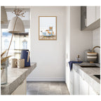 Sylvie Tiger in Cottage Blue Bathtub Framed Canvas by Amy Peterson