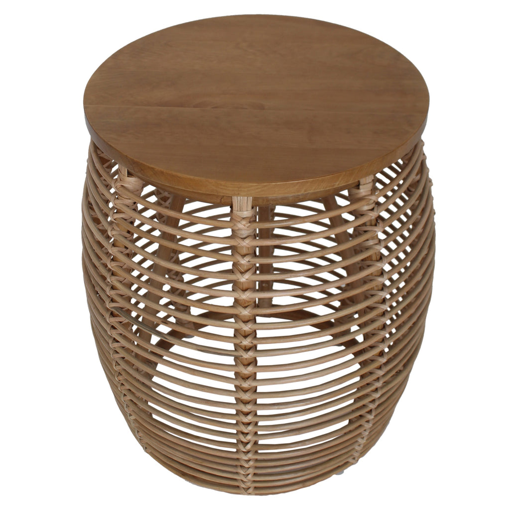 New Pacific Direct Iris Round Rattan End Table, Honey Brown