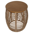 New Pacific Direct Iris Round Rattan End Table, Honey Brown