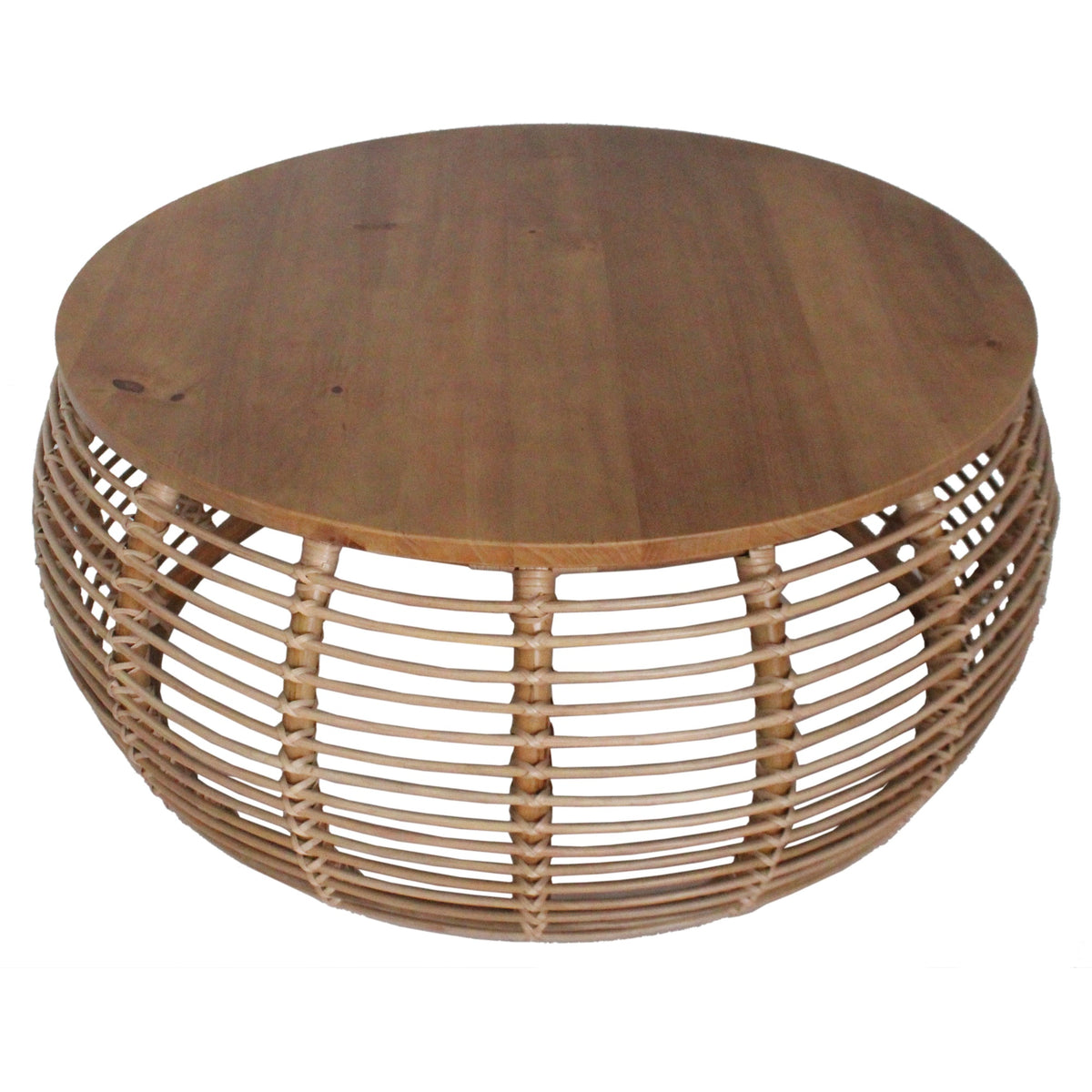 Npd Furniture And More Iris Rattan Round Coffee Table, Honey Brown