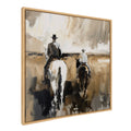 Sylvie Western Cowboy Horseback Ranch Abstract Neutral 2 Framed Canvas by The Creative Bunch Studio