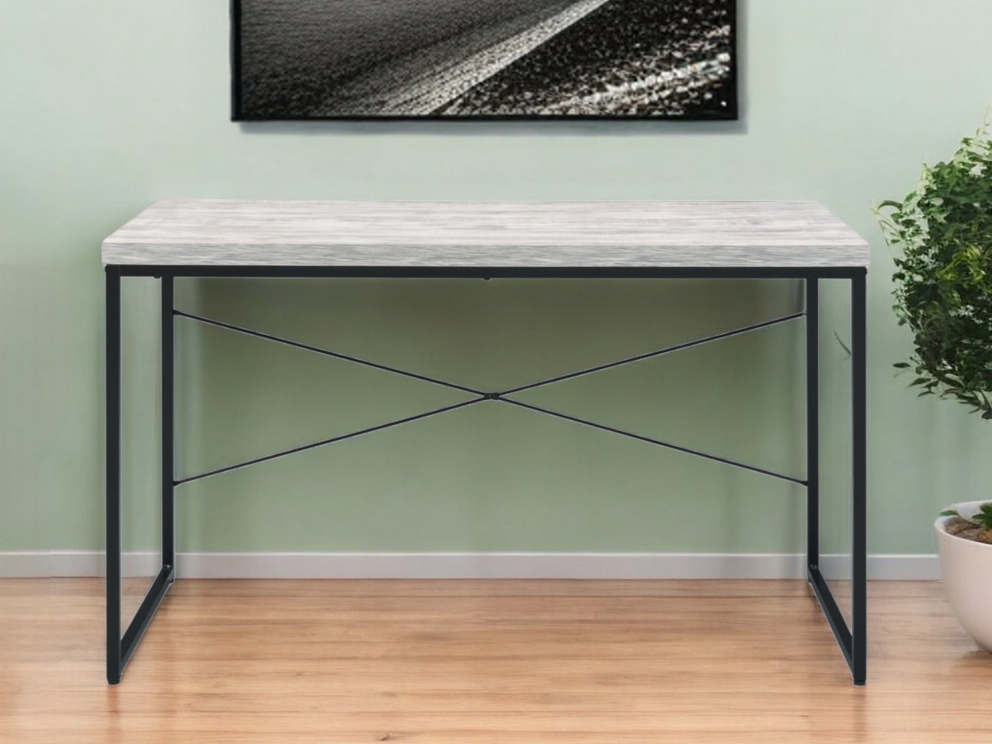 47 Antiqued White and Black Writing Desk