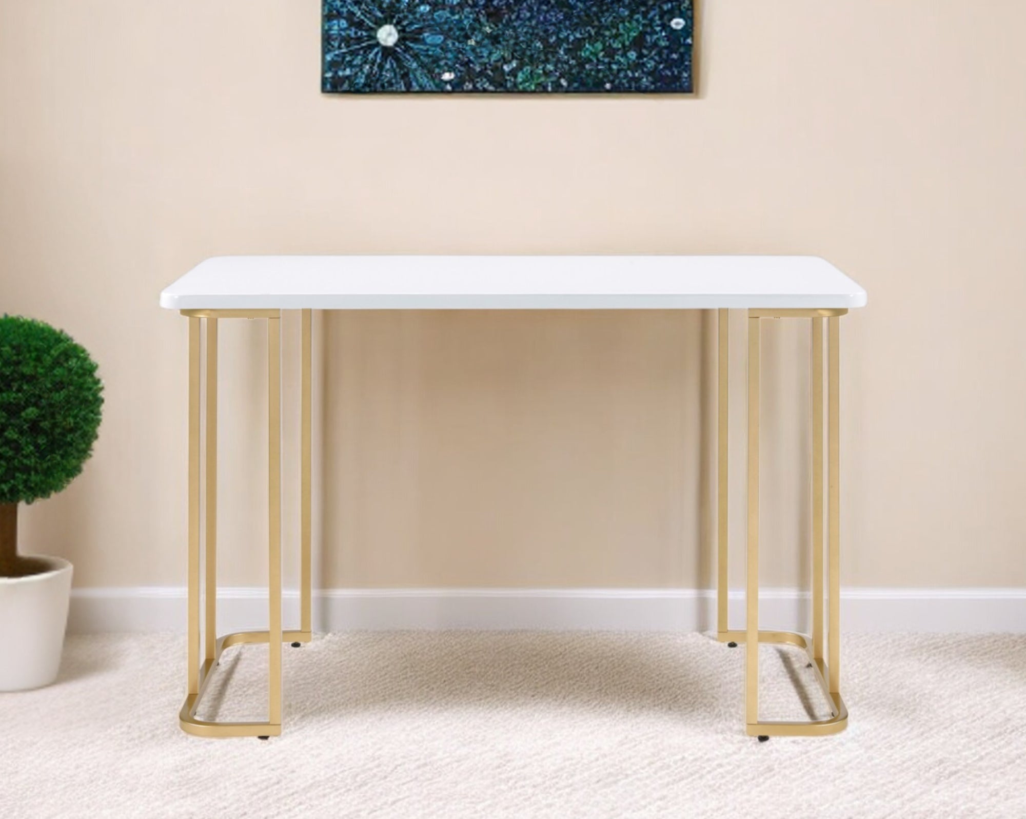 48 White and Gold Writing Desk