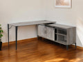 65 Gray and Black L Shape Writing Desk