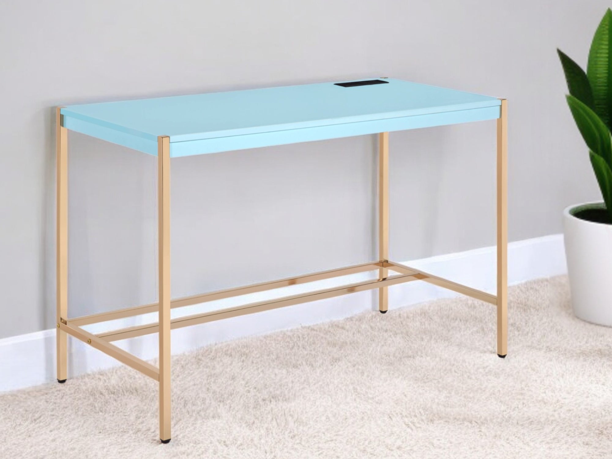 42 Baby Blue and Gold Writing Desk